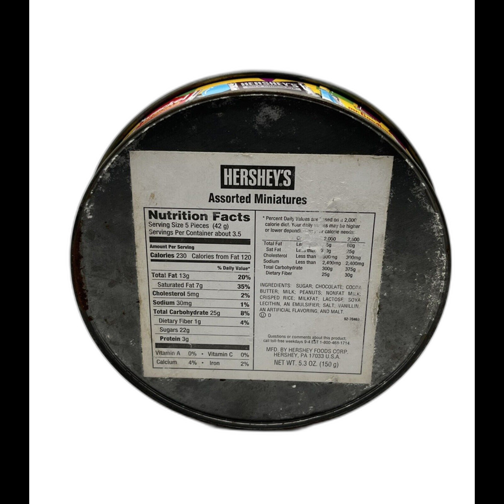 Vintage 1997 Hershey's Fun Tin Assorted Miniatures Round Storage Tin 5.3oz Used - Picture 3 of 4